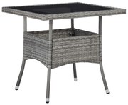 vidaXL Mesa de jantar para exterior vime PE e vidro cinzento