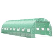 Outsunny Estufa Túnel de Jardim 8x3x2 m Estufa de Exterior 24 m² 16 Janelas Porta com Zíper Aço Galvanizado Lona Pe Verde | Aosom Portugal
