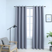 Cortinas blackout c/ argolas em metal 2 pcs 140x225 cm cinzento