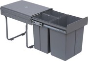 HOMCOM Baldes do Lixo para Cozinha com 3 Recipientes de Reciclagem Removíveis 1x20L e 2x10L Metal e Plástico 48x34,2x41,8cm Cinza | Aosom Portugal