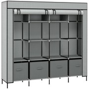 HOMCOM Roupeiro de Tecido com 10 Compartimentos 2 Trilhos Suspensos e 4 Gavetas de Tecido 166x42,5x169,5 cm Cinza Escuro | Aosom Portugal