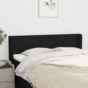 vidaXL Cabeceira de cama c/ abas tecido 147x16x78/88 cm preto