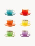 Chávenas de café expresso pintadas à mão com pires Baita, conjunto de 6