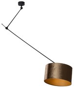Candeeiro Suspenso Preto com Abajur de Veludo Bronze 35cm - Blitz