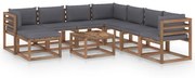 9 pcs conjunto lounge p/ jardim c/ almofadões antracite