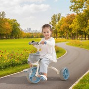 Triciclo infantil ajustável, para crianças dos 2 aos 5 anos, com cesto à frente e rodas em EVA, 72 x 52 x 61 cm, azul