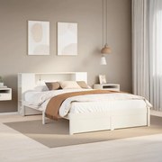 vidaXL Cama com estante sem colchão 140x200 cm pinho maciço branco