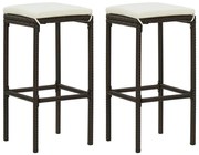 vidaXL Bancos de bar com almofadões 2 pcs vime PE castanho