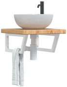 vidaXL Prateleira de parede p/ lavatório aço/madeira carvalho maciça