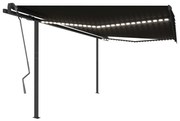 Toldo retrátil manual com luzes LED 4x3,5 m antracite