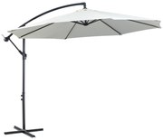 Outsunny Chapéu de Sol de Jardim Ø300x250cm Chapéu de Sol Excêntrico Inclinável com Manivela Base Cruzada Suporte de Aço e Proteção Solar para Terraço Exterior Creme