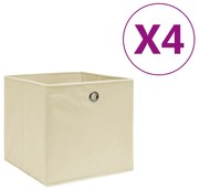vidaXL Caixas arrumação 4 pcs 28x28x28 cm tecido-não-tecido creme