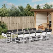 vidaXL 17 pcs conj. de jantar p/ jardim c/ almofadões textilene branco