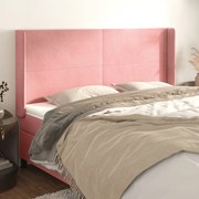 Cabeceira cama c/ abas veludo 203x16x118/128 cm rosa