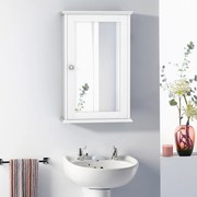 Espelho de casa de banho de parede com porta única e prateleira ajustável para casa de banho cozinha34 x 15 x 51 cm branco