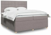 vidaXL Cama com molas/colchão 200x200 cm tecido castanho-acinzentado