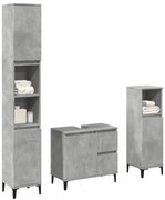 vidaXL 3 pcs conj. móveis casa banho derivados madeira cinza cimento
