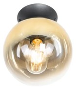 Candeeiro de tecto Art Deco preto com vidro dourado - pallon Art Deco