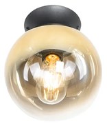 Candeeiro de teto Art Deco preto com vidro dourado - Pallon Art Deco