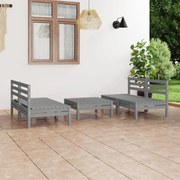 5 pcs conjunto lounge de jardim pinho maciço cinzento