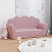 vidaXL Sofá infantil de 2 lugares pelúcia macia rosa