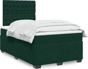 vidaXL Cama boxspring com colchão 120x190 cm veludo verde-escuro