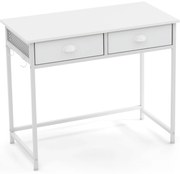 Mesa de computador em formato L de 168 cm com tomadas elétricas, mesa moderna com 2 gavetas de armazenamento, preta