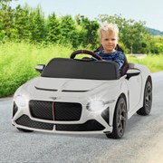 Carro elétrico infantil licenciado Bentley Bacalar 12V com controlo remoto 108 x 65 x 45 cm Branco