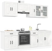 vidaXL 8 peças armário de cozinha conjunto Kalmar branco brilhante