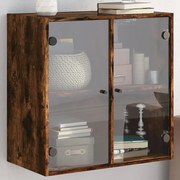 vidaXL Armário de parede c/ portas vidro 68x37x68,5 cm carvalho fumado
