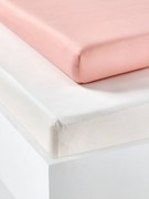 Conjunto de 2 lençóis com elástico em algodão reciclado para criança rosa-pálido