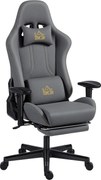 HOMCOM Cadeira Gaming Ergonômica 3D Reclinável Até 135° com Apoio de Pés 72x76x124-132 cm Cinza Escuro | Aosom Portugal