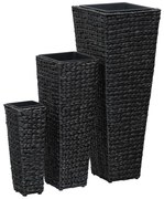 vidaXL Vasos/floreiras 3 pcs jacinto de água preto