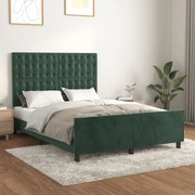 vidaXL Estrutura de cama sem colchão 140x190 cm veludo verde-escuro