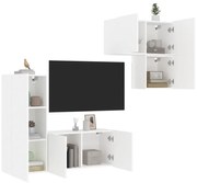 vidaXL 4 pcs móveis de parede p/ TV derivados de madeira branco