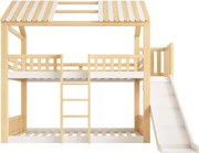 Beliche estilo cabana para crianças com telhado a duas águas, Branco | AOSOM Portugal