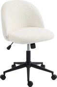 HOMCOM Cadeira de escritório giratória em teddy-fleece, regulável em altura, com rodas, espuma de conforto, creme | Aosom Portugal