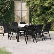 7 pcs conjunto de jantar para jardim preto