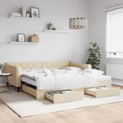 vidaXL Sofá-cama com gavetão e gavetas 100x200 cm tecido cor creme