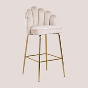Pacote De 4 Bancos Altos Em Veludo Markina Crema & ↑75 Cm - Sklum