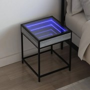 Mesa de cabeceira c/ LED Infinity 40x40x51 cm cinzento sonoma