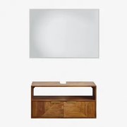 Conjunto De Móvel De Casa De Banho Em Madeira De Manga Baty Madeira De Manga & Sem Lavatório & Led Retangular E Anti-embaciamento 100x70 Cm - Sklum