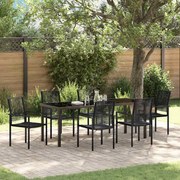 vidaXL Conjunto de Jantar de Jardim com 7 Peças Preto Rattan PVC