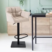 Banco de bar Damaso em tecido e com estrutura preta 64 x 88-113 x 45 cm Bege marfim