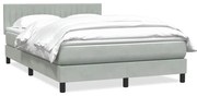vidaXL Cama com molas/colchão 140x210 cm veludo cinzento-claro