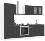vidaXL 8 peças armário de cozinha conjunto Kalmar preto