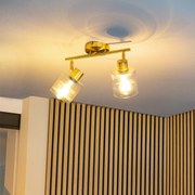 Foco de teto dourado com vidro 2 luzes ajustável - Laura Art Deco