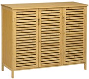 HOMCOM Sapateira de Entrada com 3 Portas de Persiana Prateleiras Ajustáveis para 16 Pares de Sapatos 100x35x80 cm Natural