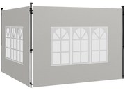Outsunny Conjunto de 2 Paredes Laterais para Tenda de Jardim 3x3 m e 3x6 m com Janelas Transparentes 293x193 cm Branco | AOSOM Portugal