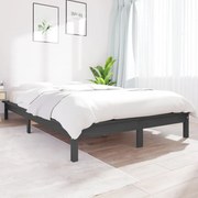vidaXL Estrutura cama pequena de casal 120x190 cm pinho maciço cinza